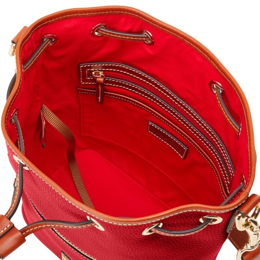 Dooney & Bourke Pebble Grain Drawstring Shoulder Bag - Red - Picture 3 of 4